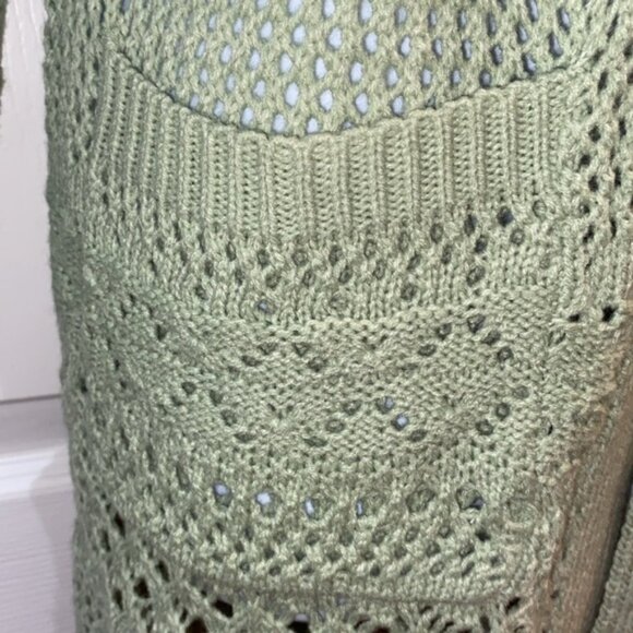 Wild Skye Knee Length Duster Cardigan Sweater Pointelle Knit Fresh Sage Small - Picture 5 of 11